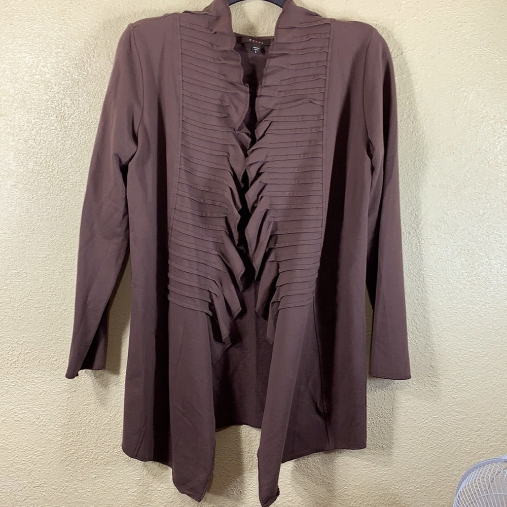 Fever Blazer Jacket Open Cardigan Dark Brown L Stretchy